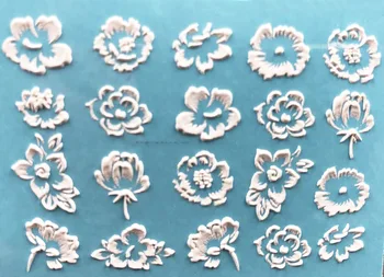 3D Akrilo Graviruotas Nagų Lipduką Žiemos balta gėlė geometrinis angelas formos Vandens Lipdukai Empaistic Nagų Vandens čiuožykla Lipdukai Z0261