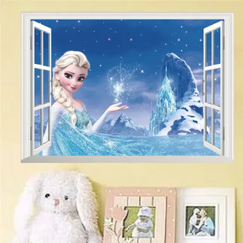 3D Animaciją Frozen2 Sienų Lipdukai Vaikų Kambario, Miegamojo Sienų Dekoravimo lipdukai Princesė Ana Filmų Plakatų