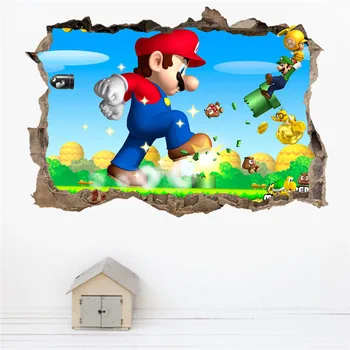3D Animaciją Mario Bros siena lipdukas vaikams kambariai kambarį miegamojo sienos išplanavimas namų dekoro žaidimas lipdukai