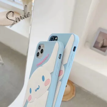 3D Animaciją Mielas Cinnamoroll minkšto silikono atveju iPhone 12 11 Pro X XS MAX XR 7 8 plius Japonija juokingas baltas šuo lėlės telefono dangtelį
