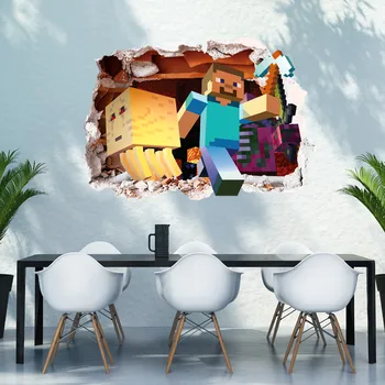 3D Animaciją Steve Žaidimas Sienų Lipdukų Mozaikos žaidimas plakatai decoracion hogar moderno sienų lipdukai vaikams kambariai