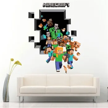3D Animaciją Steve Žaidimas Sienų Lipdukų Mozaikos žaidimas plakatai decoracion hogar moderno sienų lipdukai vaikams kambariai