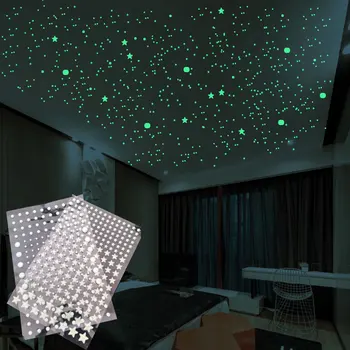 3D Burbulas Šviesos Žvaigždžių Taškų 202 vnt/set Sienų Lipduko vaikų kambario, miegamojo namų puošybai decal Švyti tamsoje 
