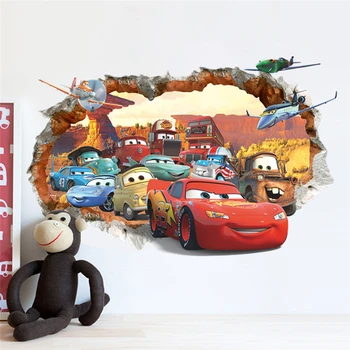 3D Lange Disney Cars 3 Žaibas Mcqueen Sienų Lipdukai Namų Dekoro Kambarį Animacinių filmų PVC Sienų Lipdukai Sienų Menas 