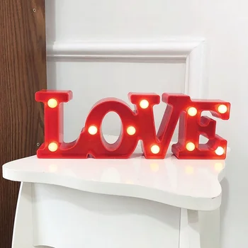 3D Meilė Širdies LED Laišką Lempos Patalpų Dekoratyvinis Pasirašyti Naktį Šviesos Marquee Vestuves Dekoro Dovanos Romantiškas 3D LED Lempos Naktį