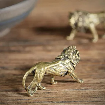 3D Mini Liūtas Liejimo Gyvūnų Statulėlės, Retro Stiliaus Metalo Skulptūra Namų Biuro Patalpos Darbastalio Apdaila Rinkti Papuošalai Dovana