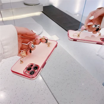 3D Prabanga Meilė širdies pliušinis apyrankę Blizga apkalos silikoninis Telefono dėklas 