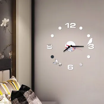 3D Sieninis Laikrodis Akrilo Veidrodis Lipdukai Namų gyvenamojo Kambario, Miegamojo, Paukščių, Augalų Kvarco Adata Sienos Žiūrėti Modernus Dizainas Deco Sieninis Laikrodis