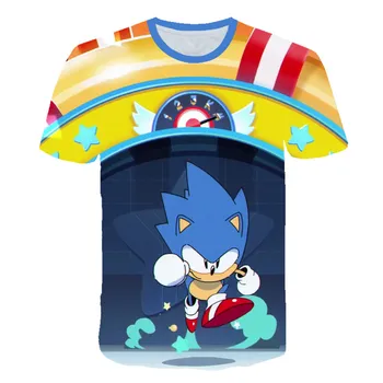 3D spausdinimo Vaikų Sonic The Hedgehog Berniukų, Mergaičių Viršūnes Tees Animacinių filmų Dizaino Juokingi Marškinėliai Vaikų Vasaros Laisvalaikio Drabužių Bamblys