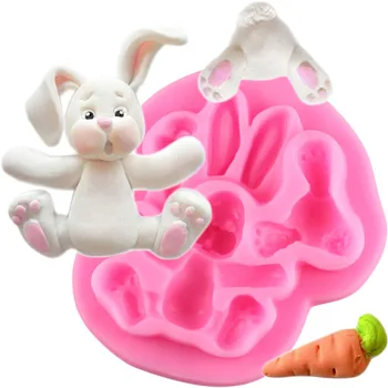 3D Triušis Easter Bunny Silikono Formų Minkštas Pyragas Formos Keksiukų Dekoravimo Priemonės Confeitaria Šokolado Pelėsių, Virtuvės Reikmenys