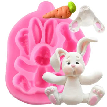 3D Triušis Easter Bunny Silikono Formų Minkštas Pyragas Formos Keksiukų Įrankiai Confeitaria Virtuvės Reikmenys