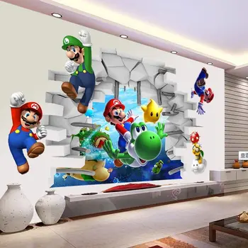 3D vaizdas Super Mario Žaidimai Meno Vaikai kambario dekoro Siena lipdukas sienų lipdukai Sienų WS