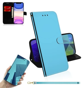 3D Veidrodėliai Odinis Telefono dėklas Samsung Galaxy S8 S9 S10 S20 Plus Ultra S10E Note10 Lite A01 A51 A71 A21 A41 Piniginės Stovo Dangtelis