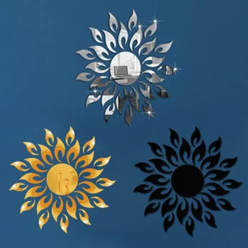3D Veidrodėliai Saulės Gėlių Meno Nuimamas Siena Lipdukas Akrilo Sienų Lipdukas Namų Kambario Dekoro Karšto Namų Puošybai