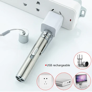 3in1 USB Įkraunamas LED Žibintuvėlis / Galingas Mini LED Žibintuvėlis atsparus Vandeniui Dizainas Penlight uv banknotų /Lazerinio žymeklio šviesa