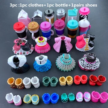 3pc originalus LOLs lėlės drabužių, butelių, batai aksesuarai LOLs priedai karšto pardavimo