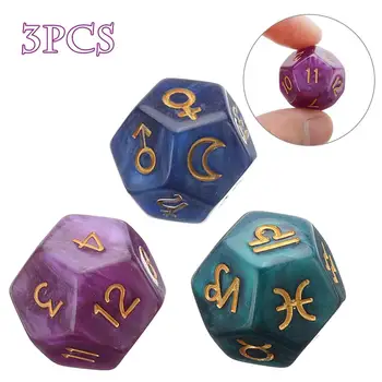3pc/set Perlo 12-sided Astrologija Zodiako Ženklų Kubeliai Žvaigždynas Būrimą Žaislų, Kūrybinės Multi Sided Dice Už Astrologai