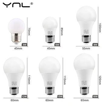 3pcs/daug LED E27 LED Lemputės Lempos AC 220V 240V 18W 15W 12W 9W 6W 3W Lampada LED Prožektoriai, Stalo Lempa Šaltai Balta/Šiltai Balta LED Lempa