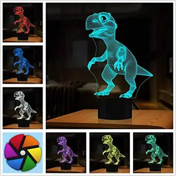 3W Atokiose Ar Touch Valdymo 3D LED Nakties Šviesos Dinozaurų Formos Stalas Stalo Lempos Vaikams, Vaikams, Mielas Dovanas Namų Puošybai D30