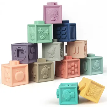 3WBOX Kūdikių Suvokti Žaislas Blokai 3D Paliesti Ranka, Minkšti Kamuoliukai, Masažas Gumos Teethers Išspausti Jutimo Silikono Vonios Žaislai skirti bab