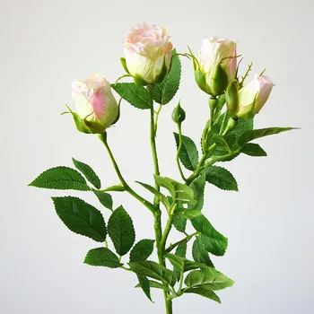 4 Vadovai Šilko Rožė Dirbtinės Gėlės Ilgas Stiebas Vestuvių Dekoravimas Netikrą Gėlės Plastiko Šakos su Lapais Home Hotel Dekoras