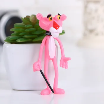 4 vnt./daug Veiksmo ir Žaislas Duomenys Pink Panther Lėlės Cute Lėlės Micro Kraštovaizdžio Puošmena Animacinių filmų Neklaužada Leopardas Modelis