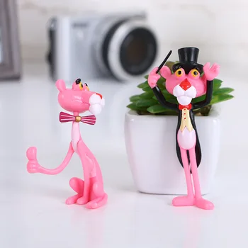 4 vnt./daug Veiksmo ir Žaislas Duomenys Pink Panther Lėlės Cute Lėlės Micro Kraštovaizdžio Puošmena Animacinių filmų Neklaužada Leopardas Modelis
