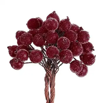 40pcs Mini Modeliavimo Plastikiniai Vaisiai Maži Uogų Modeliavimas Gėlių Red Cherry Netikras Perlas Vestuvių Medžio Apdaila 2019