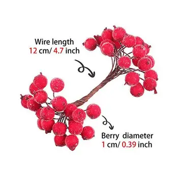 40pcs Mini Modeliavimo Plastikiniai Vaisiai Maži Uogų Modeliavimas Gėlių Red Cherry Netikras Perlas Vestuvių Medžio Apdaila 2019