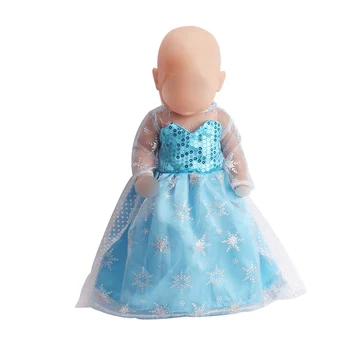 43 cm kūdikių lėlės suknelė princesė mėlyną blizgučiais nėrinių suknelė vaidmenį vaidina žaislai tinka American 18 colių Mergaičių lėlės f79
