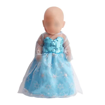 43 cm kūdikių lėlės suknelė princesė mėlyną blizgučiais nėrinių suknelė vaidmenį vaidina žaislai tinka American 18 colių Mergaičių lėlės f79