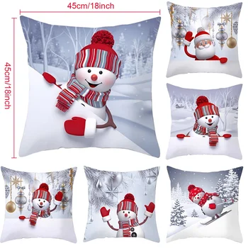 45x45cm Sniego, Kalėdų Pagalvėlės Dangtis kalėdų papuošalų, namų Kėdė, Sofa pagalvės užvalkalą mas Dovana Naujųjų Metų 2021