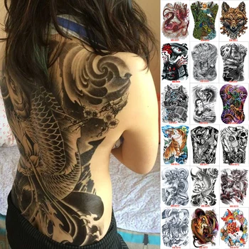 48*35 cm didelis tatuiruotė lipdukai 2018 m. naujo dizaino žuvų vilkas buda vandeniui laikinai 