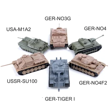 4D Bakas Modelis Surinkti antrojo pasaulinio KARO Tankas Germay Tigras JAV M1A2 Su-100 Ger-NO4 Tankai Karinės Buiding Rinkiniai 1:100 Plastiko Blokai Modelis Žaislas