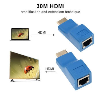 4k*2k Signalo Adapteris Rj45 HDMI-compatibleExtender Pratęsimo Iki 30m Ilgio Per Cat5e/6 Utp Lan Lan Tinklo Prievadus 2,5 Gb / s