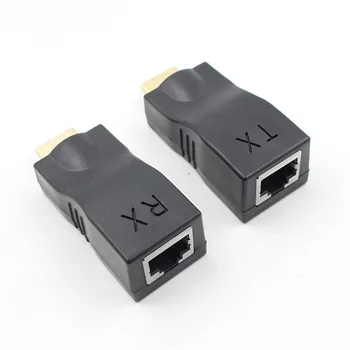 4K 3D HDMI Extender 1080P RJ45 Uostų LAN Tinklo HDMI Išplėtimo iki 30m Per CAT5e/6 UTP LAN Ethernet Kabelis, HDTV Monitorius