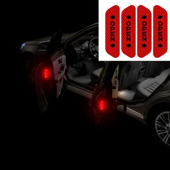4pcs Automobilio Duris Saugos Perspėjimo Ženklo Automobilių šviesą Atspindintys Lipdukai, Decal Volkswagen VW Golf 4 6 7 GTI Tiguan Passat B5 B6 Jetta Polo