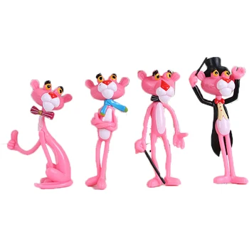 4pcs/daug Veiksmo ir Žaislas Duomenys Pink Panther Cute Lėlės Micro Kraštovaizdžio Puošmena Animacinių filmų Neklaužada Leopard 