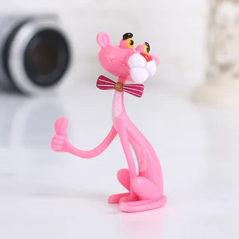 4pcs/daug Veiksmo ir Žaislas Duomenys Pink Panther Cute Lėlės Micro Kraštovaizdžio Puošmena Animacinių filmų Neklaužada Leopard 