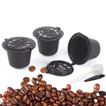 4PCS Kavos Filtras 20ml Pakartotinai Užpildomiems Kavos Kapsules Filtrai Nespresso Su Šaukštu Teptuku Virtuvės Reikmenys
