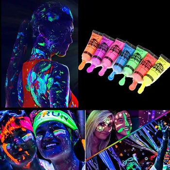 4PCS Kūno Menas Liuminescencinių Dažų Neon Šalis Festivalis,, Helovyno Cosplay Veiklos Makiažas Vaikai Susiduria su Tapyba Švyti Dažytos Pigmentas