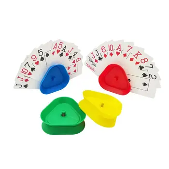 4pcs/set Trikampio Formos Rankas-Nemokamai Žaidimo Kortelės Turėtojas stalo Žaidimas Pokerio Sėdynės Tingus Pokerio Bazę Žaidimas Organizuoja Nemokamas Rankas