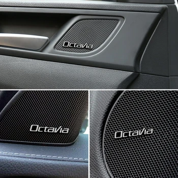 4pcs už skoda octavia 2010-2020 metų automobilio Garsiakalbių garso Garsiakalbio Ženklelis stereo Emblema lipdukas stying