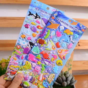 4pieces 3d mielas underword Žuvų anime nešiojamojo kompiuterio Lipdukai Žaislas Vaikams, Vandenynų Žuvų stiker Gyvūnų Vaikai, berniukas ir Mergaitė Apdovanojimai lipdukas