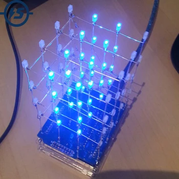 4X4X4 Mėlyna LED Šviesos Kubas Rinkinys 3D LED 