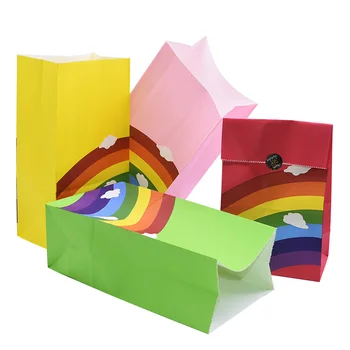 5/8pcs Corlorful Kraft Paper Bag Rainbow Modelis Vestuvių Saldus Saldainiai Dovanų Maišeliai Slapukas Maisto Pakuotės, Dėžutės Gimtadienio Prekes