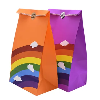 5/8pcs Corlorful Kraft Paper Bag Rainbow Modelis Vestuvių Saldus Saldainiai Dovanų Maišeliai Slapukas Maisto Pakuotės, Dėžutės Gimtadienio Prekes