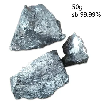 50 gramų didelio grynumo 99.99% stibio metalo bloko, kurie naudojami, kad aukštos kokybės stibio blokas bismuto kristalų