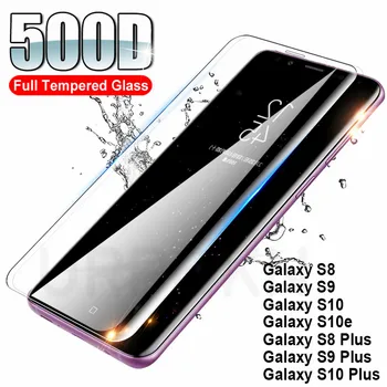 500D Lenktas Grūdintas Stiklas ant Samsung Galaxy S10 S10E S8 S9 Plus Stiklo Screen Protector Pastaba 8 9 10 Pro S10 Plius Saugos Filmas