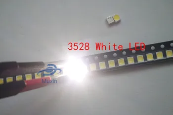 500pcs 3528, LED SMD Baltos spalvos Chip PLCC2 PLCC4 Itin Šviesus Paviršinio montavimo 20mA 3V 7-8LM Šviesos Diodų LED 1210 SMT Lempos Šviesa